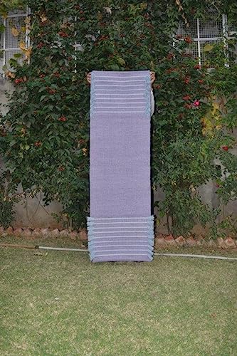 Jaipur art & Rugs Organic Cotton Yoga Mat - Eco-Friendly Hand-Woven Rug - Non Slip & Thick (24”x72”x5mm) for Everyday Fitness at Home - Comfortable Extra-Long - color: Blue-2