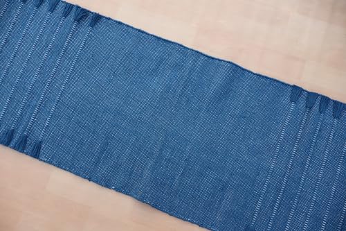 Jaipur Art & Rugs Cotton Yoga Rug - Eco-Friendly Hand-Woven Thick Mat (24”x72”x5mm) for Everyday Fitness at Home - Comfortable & Extra-Long - color: Blue