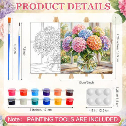 Supervitae 72 Piece Rustic Flowers Square Pre Drawn Canvas Kit 8" Paint and Sip Kit for Adults Painting Party Pre Printed Canvas DIY with Pictures Paints Easels Brushes for Party Gifts - size: 8", style: Rustic Flowers