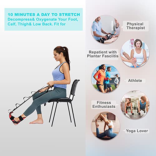comness Foot and Calf Stretcher Stretching Strap For Plantar Fasciitis, Heel Spurs, Foot Drop, Achilles Tendonitis & Hamstring. Yoga & Leg Stretch Strap. (Red) - color: Red