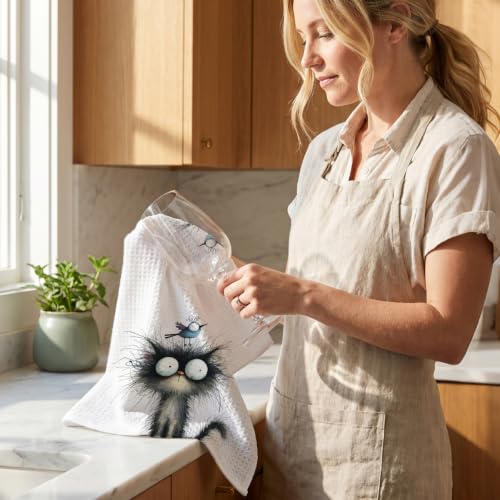 4 Pcs Funny Bird Cat Kitchen Towels, Cute Cats Gifts Reusable Hand Towels02 - color: Multi 1621