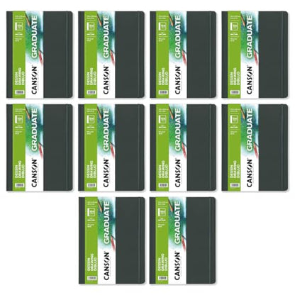 Canson Graduate Drawing Paper Hard Cover Art Journal, 8.5" x 11", 98 lb. (160gsm), Artist Paper for Pencil, Ink, Pen, and Marker Illustration, 52 Sheets/Sketch Book, Class Pack of 10, 520 Sheets Total - size: 8.5x11 (Pack of 10)
