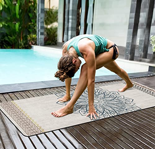 nuveti Yoga Mat Print Extra Thick TPE Non Slip Fitness Exercise Mat with Carrying Bag,72"x24" Extra Thick 6MM Exercise & Workout Mat for Yoga, Pilates Fitness and Floor Exercises - color: QQS