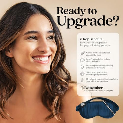 TheSleepGuard Pure Silk Sleep Mask [100% 6A Mulberry Silk, 22 Momme] Light Blocking Travel Essentials. Eye Masks for Sleeping. Black Oeko-Tex Blindfold. Eye Covers for Men & Women - color: Midnight Navy