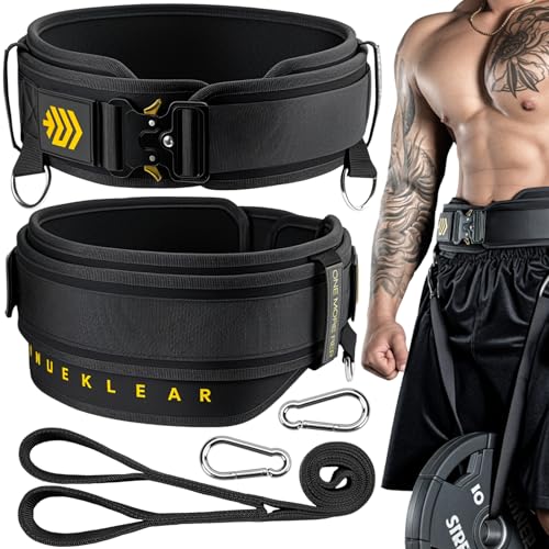 MANUEKLEAR 2-in-1 Weightlifting Belt & Dip Belt with 36.7 IN Rope, Double-Layer Weight Lifting Belts, Powerlifting Gym Weighted Belt for Pull Up Squat - color: Midnight Black, size: M(30-33in)