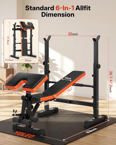 YOLEO 880-1980LBS ASTM-Certified All in One Weight Bench Set Home Strength
