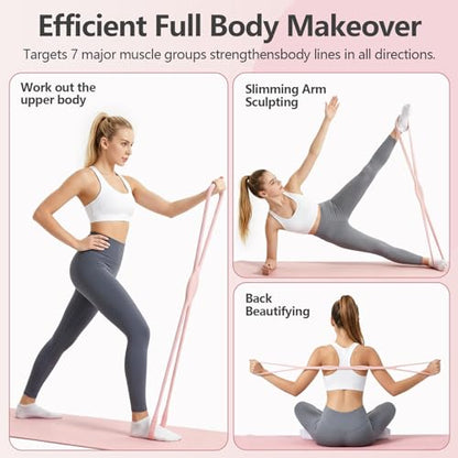 RYAOLELY Figure 8 Resistance Band, Exercise Band for Physical Therapy, Yoga Pilates Home Workout, Portable Fitness Band with Anti-Slip Grip - color: 15LB Pink&Purple