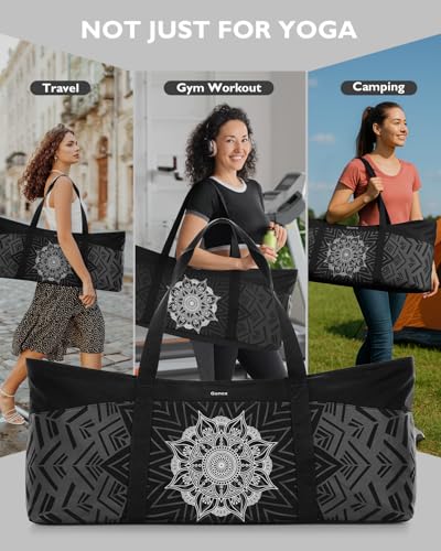 Gonex Yoga Mat Bag, Extra Canvas Gym Bag with Waterproof Pocket Metal Zipper, Fits Mat & Blocks, Stylish Yoga Mat Carrier for Women, Ideal for Yoga, Pilates, Workout, Travel - color: Black