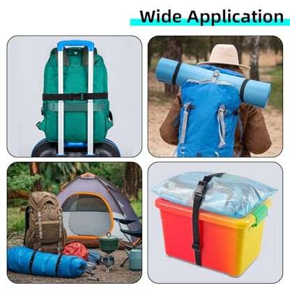 6Pcs Buckle Straps，1" x 47" Utility Straps, with Quick Release Buckles | 3.92 Feet, Adjustable Nylon Straps for Backpacking, Hiking, Outdoor, Travel