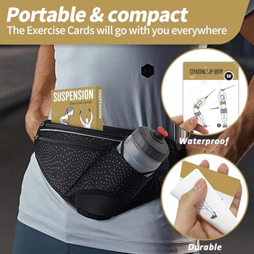 Suspension Workout Cards, 62 Exercises Cards Deck Large Size 5" x 3.5" Fitness Cards for Women & Men, Beginner Fitness Guide to Training Exercises at Home or Gym (Suspension, Vol 1) - style: Suspension Vol1