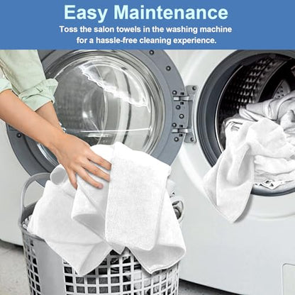 UNIMADE 48 Pack Hand Towels Set - Highly Absorbent and Quick Drying Microfiber Gym Towels, Premium Wash Cloths for Bathroom, Salon, Gym, Shower, Hotel, and Spa - 16x27 inch (White) | Quick Drying Premium Wash Cloths for Bathroom, Salon, Gym, Shower, Hotel