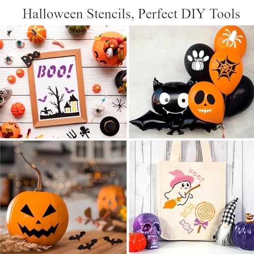 Halloween Stencils for Painting, 64 Pcs 3 Inch for Cards Gift Tags | Reusable & Easy to Clean, Spooky Seasonal Icons, Party Favor Bags, Classroom Projects, Scrapbooks, Beginner Friendly - color: Halloween