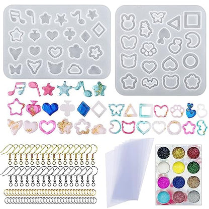 Attuslla Resin Shaker Silicone Molds Earrings Resin Molds Silicone with Glitter for DIY Jewelry Pendant Necklace Ornament - color: Style 10