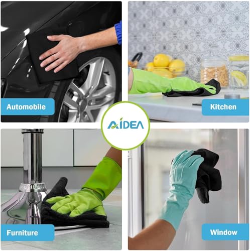 AIDEA Microfiber Cleaning Cloth Black 100PK, Microfiber Towels 11.5"×11.5" - color: Black