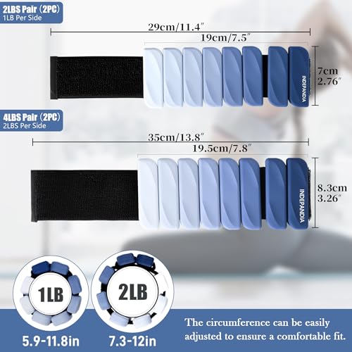 Ankle Wrist Weights for Women 2lbs/4lbs Pairs Adjustable Silicone Weights - color: Gradient Blue, size: 2 lbs Pair (1 lb Each)