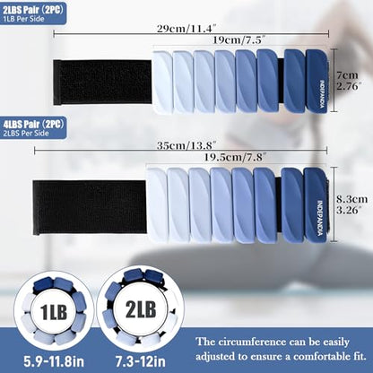 Ankle Wrist Weights for Women 2lbs/4lbs Pairs Adjustable Silicone Weights - color: Gradient Blue, size: 4 lbs Pair (2 lb Each)