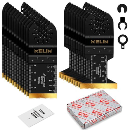 22pcs Titanium Oscillating Tool Blades, Universal Multitool Blades | Oscillating Saw Blade for Metal Wood Detail Cutting,Standard Size,Multitool Wood Blades For Bosch Fein Milwaukee Ryobi Dewalt - size: 22 PCS (New Package)