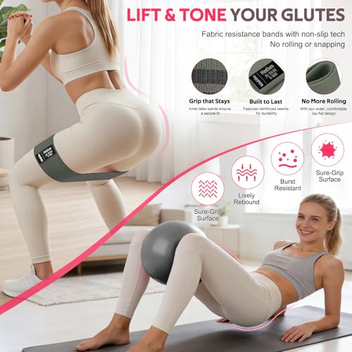 WALITO 15 PCS Pilates Kit, Adjustable Pedal Resistance Band with Handle, Figure 8 Resistance Band for Exercise Women, At Home Workout Equipment Set with Yoga Ball & Booty Bands for Full Body Gym - color: Black