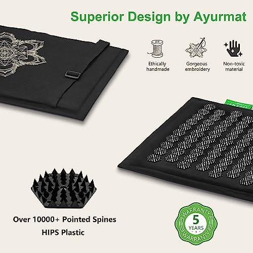 Acupressure Mat and Pillow Set - Full Body Acupuncture Mat | Premium Eco-Friendly Linen and Coconut Fiber Mat. Ideal for Full Body Pain Relief, Stress Reduction & Muscle Relaxation - size: XL-5Piece
