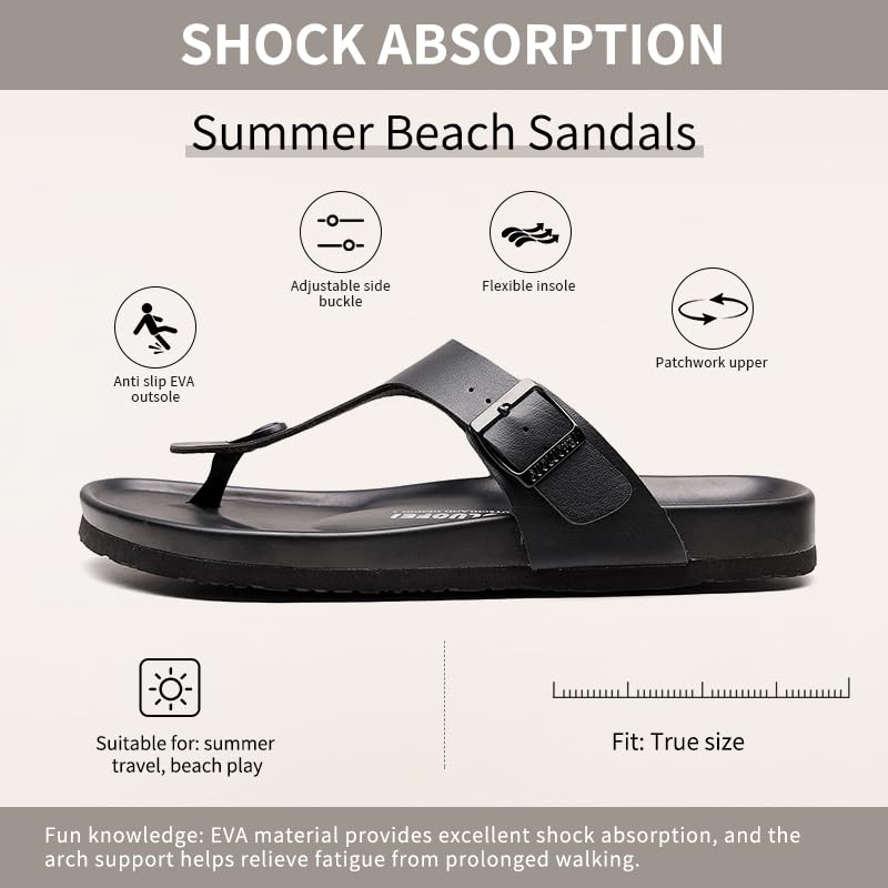 Women Arch Support Flip Flops – Adjustable - color: Black, size: 6