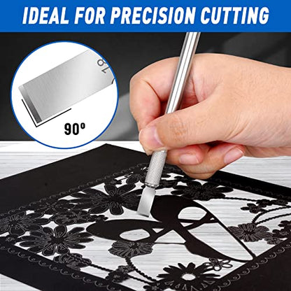 DIYSELF 100 Pack Hobby Knife Blades #18, Carbon Steel Chisel Blades | High carbon steel hobby replacement blades and craft knife blades for scrapbooking, stencils and precision cutting - style: #18