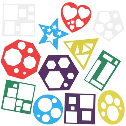 12 Pieces Shape Stencils Geometric Stencils Simple Drawing Stencil Template Set Plastic Colorful Art Painting Template for Crafts