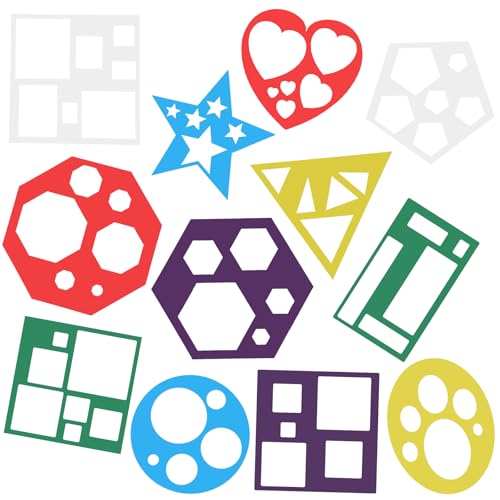 12 Pieces Shape Stencils Geometric Stencils Simple Drawing Stencil Template Set Plastic Colorful Art Painting Template for Crafts