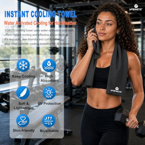 YQXCC 4 Pack Cooling Towels, 40"x12", Ice Cool Towels for Neck & Face | Soft Breathable Microfiber, Instant Cooling Neck Wraps for Yoga, Golf, Gym, Running, Hiking, Camping & Hot Weather Activities - color: 2 Dark Gray, 2 Light Gray