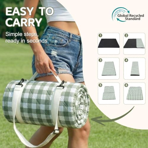 Genovega Waterproof Beach Blanket Picnic Outdoor Mat Rug Adult Women Her Sister Mom Gf Girlfriend Aunt Auntie Titi Best Friend Friendship Bestie Wife Daughter in Law Lady Happy Birthday Cool Unique - color: Mint White Stripe