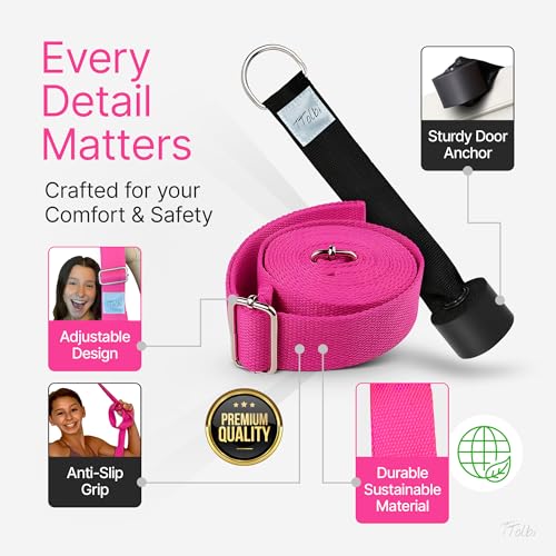 Leg Stretcher Strap with Door Anchor and Resistance Band, Splits Trainer | Home Flexibility Trainer for Splits, Ballet, Dance, Cheer, Yoga, Gymnastics, Pole and Taekwondo, Kids to Adults, All Levels - color: Vibrant Pink