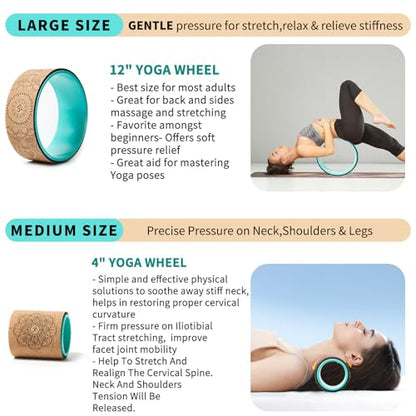 Cork Roller, Yoga Wheel, Upgraded Back Wheels for Pain Relief & Stretching - style: CORK