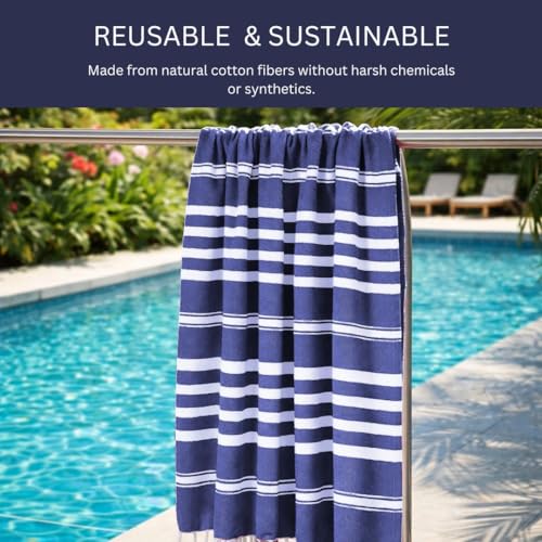 WeWove Turkish Peshtemal Beach Towels Large 39x70 Inch Set of 2-100% Cotton Soft Quick-Drying Absorbent Washable - Versatile for Beach Pool Spa Picnic Travel or Bath Use - Turkish Towels Blue - color: Blue