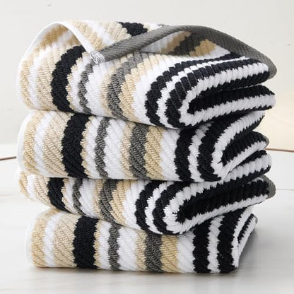 VOOVA & MOVAS Bathroom Hand Towels 4 Pack, 100% Cotton, 16x27 in - color: Gray + Black Striped, size: 4 PC Hand Towels (16"x27")