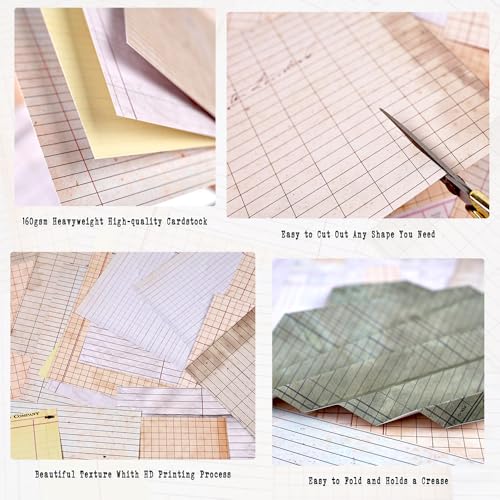 6x6 Scrapbook Paper Pad – 24 Sheets Retro Line Script Pattern Paper for Junk Journal & Card Making – Easy-to-Handle Premium Cardstock for Photo Safe Memory Keeping - color: Retro Paper Pad