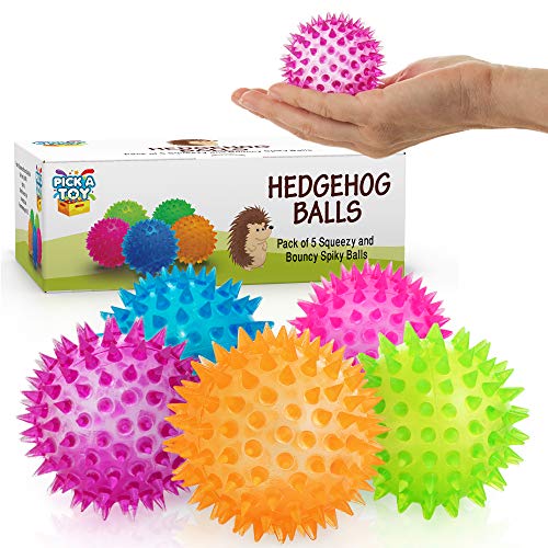Squishy Stress Relief Sensory Toys Fidget Spiky Ball 5 - Pcs Set – Eco-Friendly Squeezy Antistress Toy Balls for Men, Women, Adults, Teens & Children –Ideal for People with OCD, ADHD, ADD & Autism - size: 5 Pcs