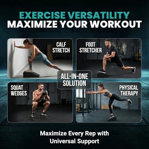 2 Pack Squat Wedge Block for Heel Elevated Squat Weightlifting Calf Stretcher Slant Board for Mobility Balance and Strength Performance