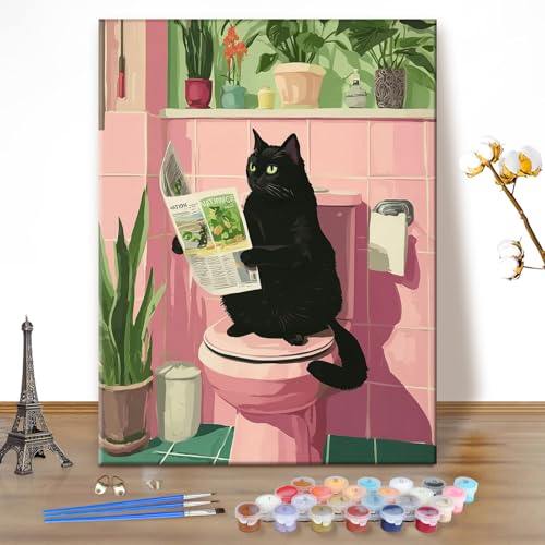 EOBROMD Paint by Numbers Kits for Adults Funny Cat, DIY Painting Kits for Adults Beginner, Acrylic Paint Oil by Numbers for Home Decor Gift 16x20inch(Without Frame) - color: Funny Cat