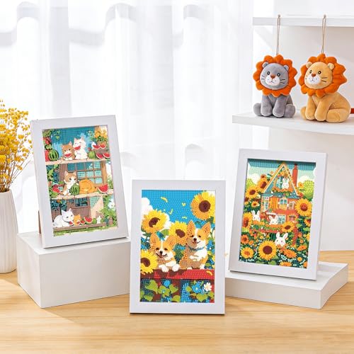 PERFECTSIGHT Cute 5D Diamond Art Kits, Kawaii DIY Painting Art for Adults Teen, 4 Pack Diamond Arts and Crafts Sets, Big Gem Full Drill Diamond Dots for Women (Summer) - style: Summer
