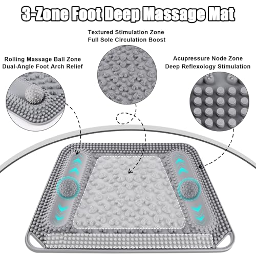 Kalolary Silicone Foot Massage Acupressure Mat with 2 Massage Balls - color: Cool Gray