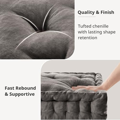 Intelligent Design Floor Pillow Meditation Cushion, 20x20 Charcoal - color: Charcoal