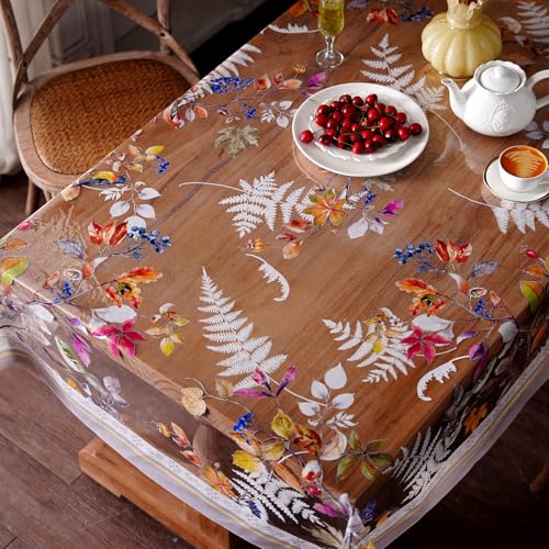 Clear Table Cover Protector Birds Vinyl Table Cloth, 60"x120" | Dining Room, Kitchen Meals, Tabletop Protection, Easy Cleanup, Brunch, Parties, Holiday Gatherings, Everyday Use - color: Birds, size: 60" x 120" (Rectangular)