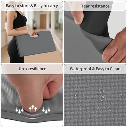Yoga Knee Pad- Foldable Non-Slip POE Cushion - color: Gray+Black
