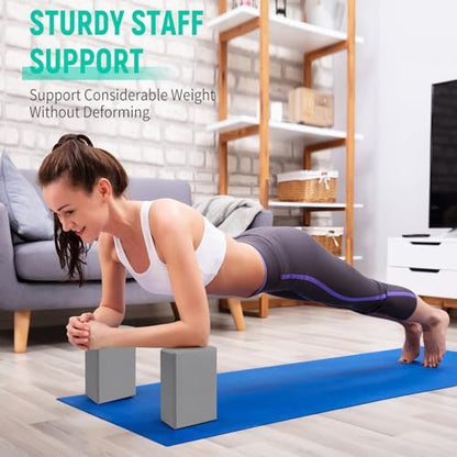 Yoga Blocks 2 Pack, 9"x6"x3" High-Density EVA Foam Yoga Block, Non-Slip Yoga Blocks for Yoga, Pilates Meditation, Stretching and Toning, Supportive, Latex-Free - color: Gray