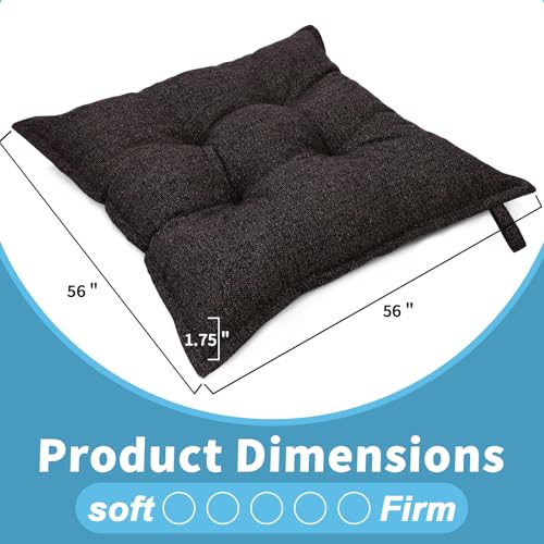 SINSOSSO Large Floor Pillow 22", Thickened Bite-Size Memory Foam Square Non-Slip Cushion for Office Back Support/Indoor Yoga/Chair Seat, Fashionable Color-Blocked Fabric & Washable, Dark Brown, 1 PCS - color: Dark Brown