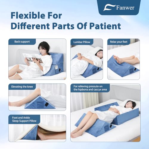 Fanwer Positioning Wedge Pillow for Side Sleeping (3 in 1),23.6",Light Blue - color: Light Blue, size: 23.6in