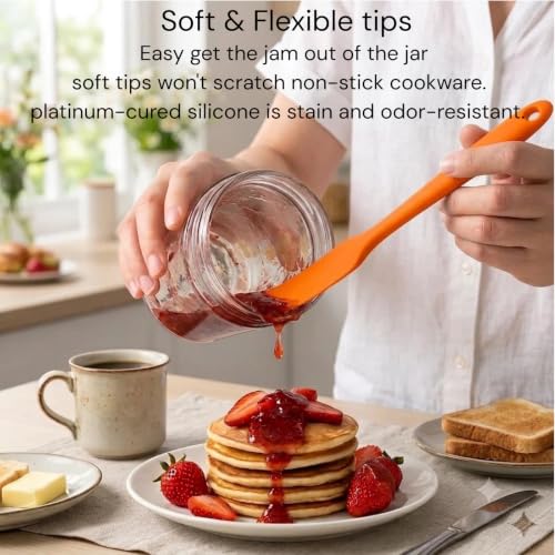 5pcs Silicone Jar Spatulas set, Cake Cream Spatulas Set, 9.8 inch Non-Stick Heat Resistant Mixing Butter Spatulas Baking Scrapers for Jars Blenders Cooking Stirring
