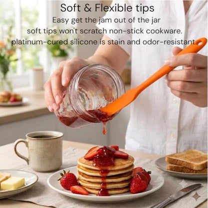 5pcs Silicone Jar Spatulas set, Cake Cream Spatulas Set, 9.8 inch Non-Stick Heat Resistant Mixing Butter Spatulas Baking Scrapers for Jars Blenders Cooking Stirring