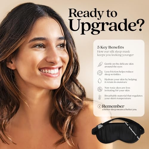 TheSleepGuard Pure Silk Sleep Mask [100% 6A Mulberry Silk, 22 Momme] Light Blocking Travel Essentials. Eye Masks for Sleeping. Black Oeko-Tex Blindfold. Eye Covers for Men & Women - color: Noir Black