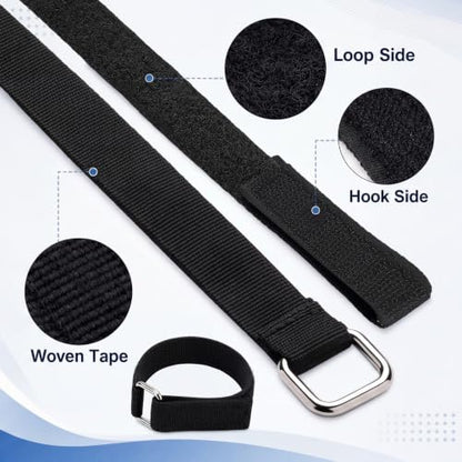 50 Pcs Nylon Hook and Loop Cinch Straps, 12 Inch Adjustable Securing Straps with Metal Buckle Bulk, Reusable Multi Webbing for Wedding, Wire Yoga Mats, Bike