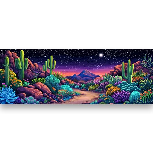 Bimkole Large Diamond Art Kits for Adults Cactus, Full Drill 5D DIY Rhinestone Embroidery Set Paint with Diamonds Art Succulent by Number Kits Cross Stitch Home Wall Craft Decoration 31.5x11.81 Inch - color: Desert cactus